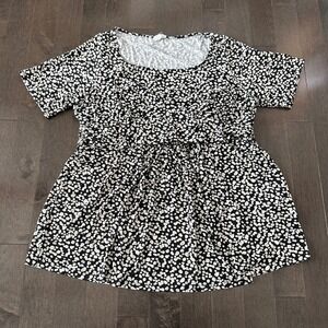 Seraphine Maternity Nursing Short Sleeve Tunic Top Polka Dot Jersey Flowy 22